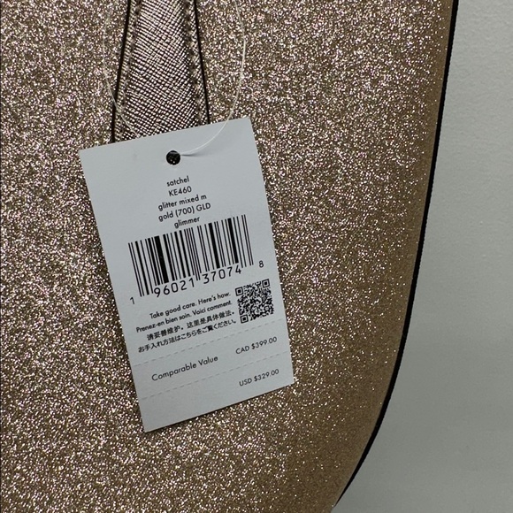 Kate Spade Purse Glimmer Satchel Crossbody Handbag Gold Glitter Small New NWT - Picture 6 of 10